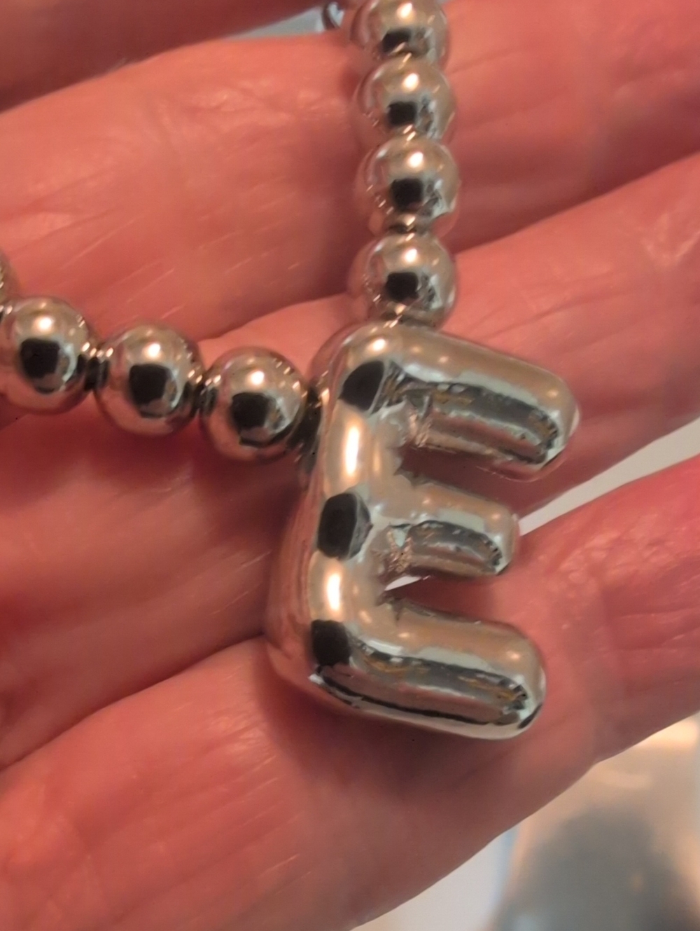 Silver Beaded Bracelet with SilverTone Puffy Charm And Gold Metal Slider Closure